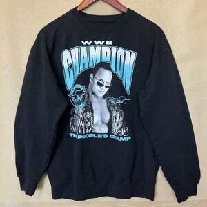 The Rock Sweatshirt Pullover Adult Large Black WWE The Peoples Champion Wrestler